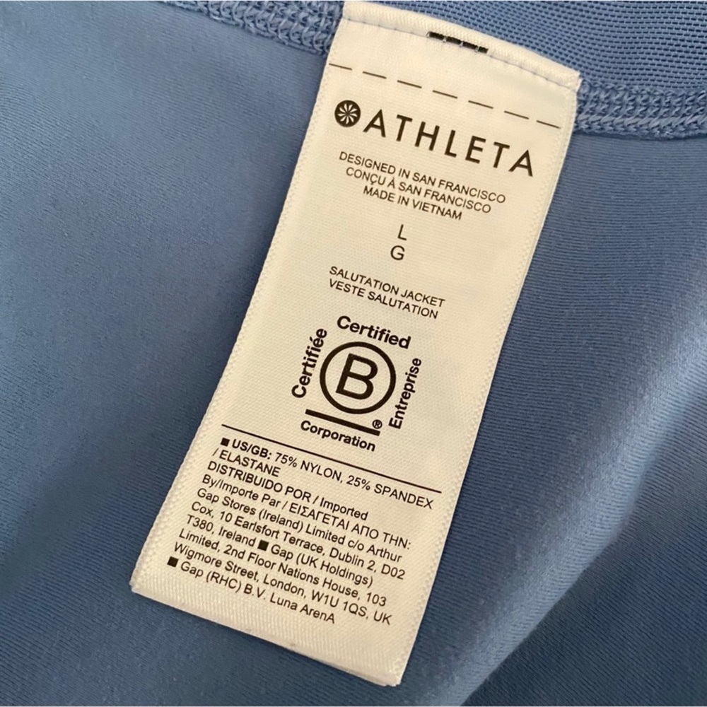 Athleta EUC Woman’s Salutation Cottage Blue Jacket Size Large - Picture 12 of 15